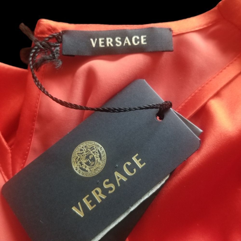 Authentic Gianni Versace Red/Orange Sleeveless Silk Blend Top M/8 - Picture 9 of 12